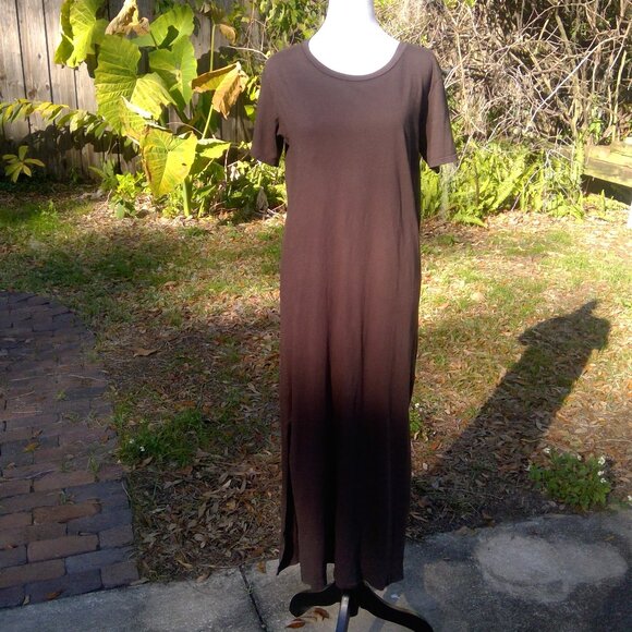 Billabong Womens Dark Brown Long Length Slitted T-Shirt Style Casual Maxi Dress - Picture 1 of 9